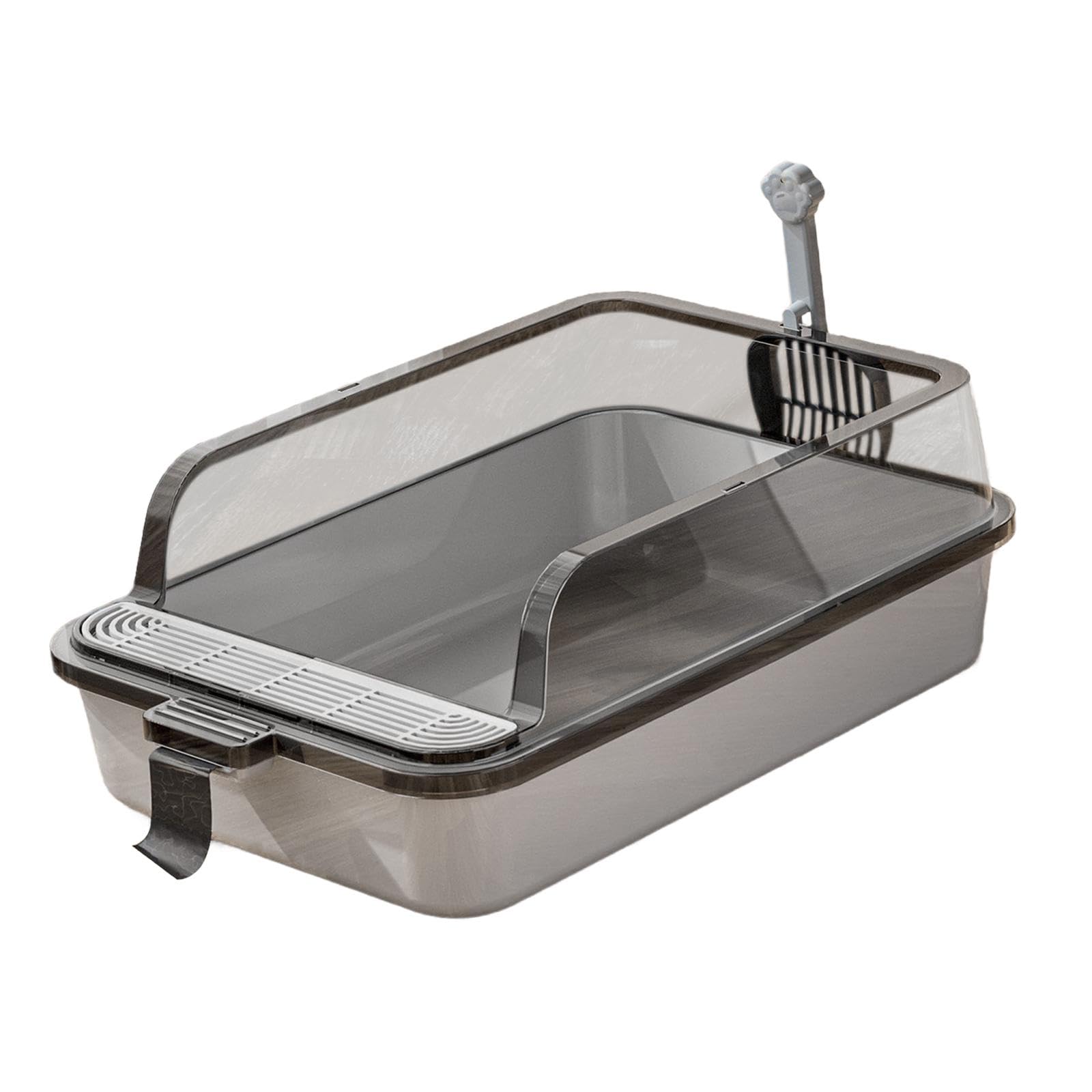 Caja de Arena para Gato Caja Sanitaria para Gatos Bandeja Higiénica de Gatos Recipiente Sanitario de Material PP Estructura Abierta Adecuada para Gato