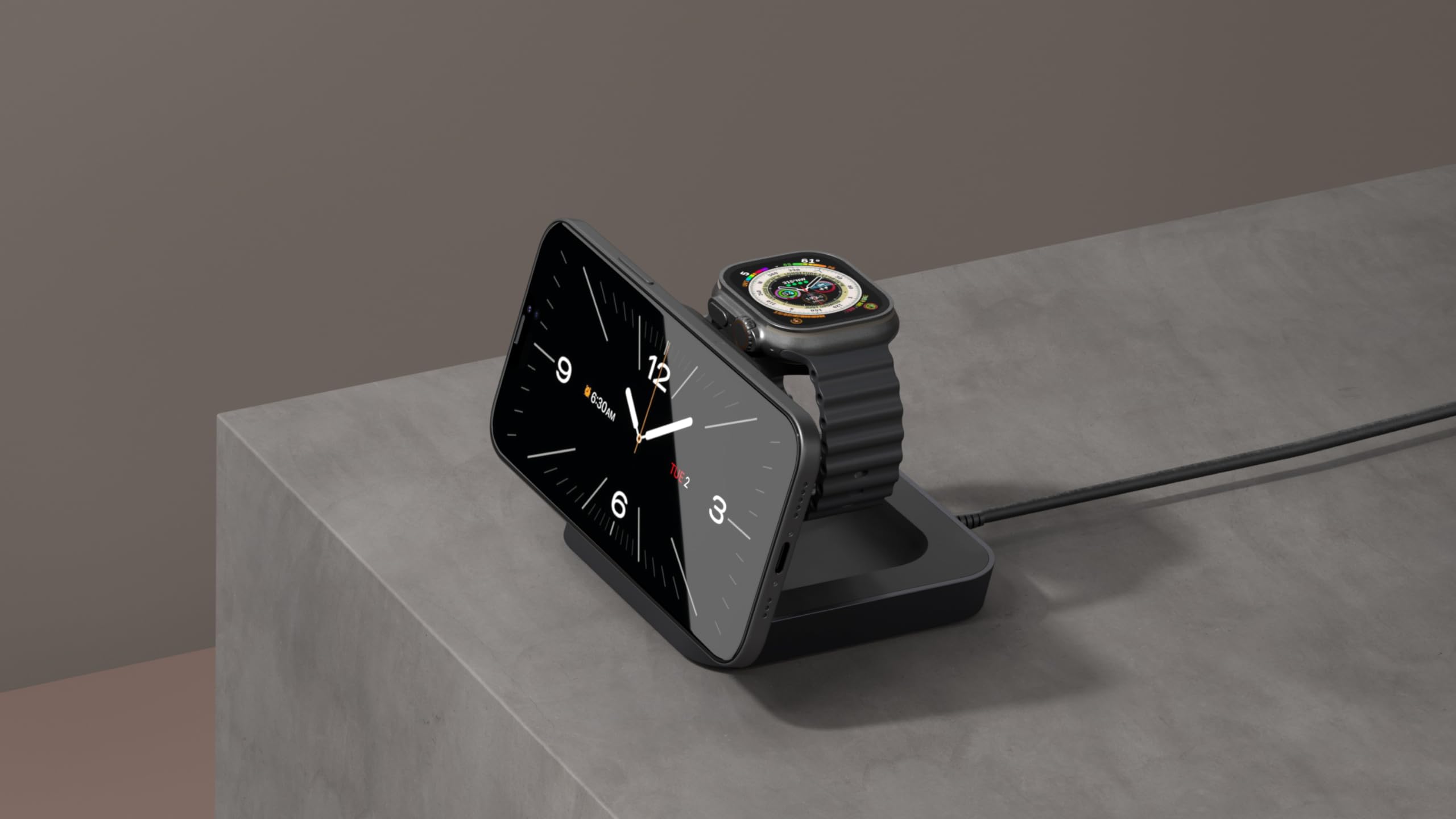 Zens Magnetic Nightstand Wireless Charger Pro 2, MagSafe & Qi2, 15W Wireless Charger per iPhone/Apple Watch/AirPods, Adattatore da 20 W Incluso (EU/UK/US) Con Cavo da 1,5 m Integrato, Nero