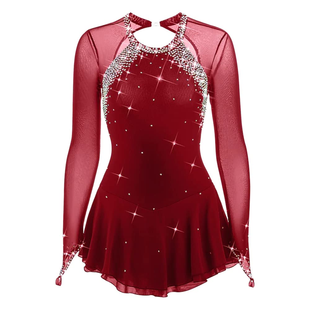 LIUHUODark Black Skating Skirt Lady's Skating Costume Girls Simple Generous Figure Skating Dress Women