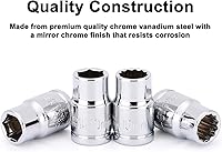 Vista 3 de CASOMAN Juego de 6 piezas de llaves de impacto de 3/8 pulgadas, profundo y poco profundo, 10 mm, métrico, diseño de 6 y 12 puntos, acabado cromado