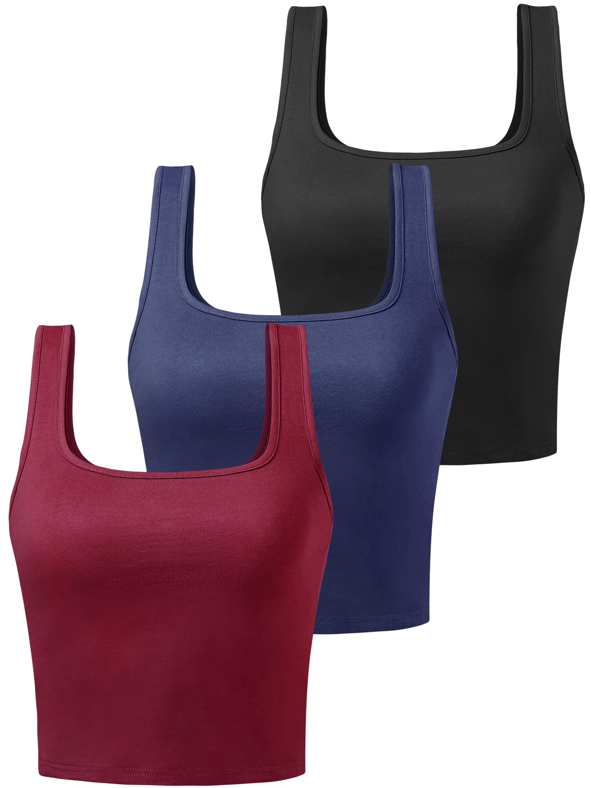3 Pack Women's Cotton Sleeveless Crop Tank Workout Yoga Tops