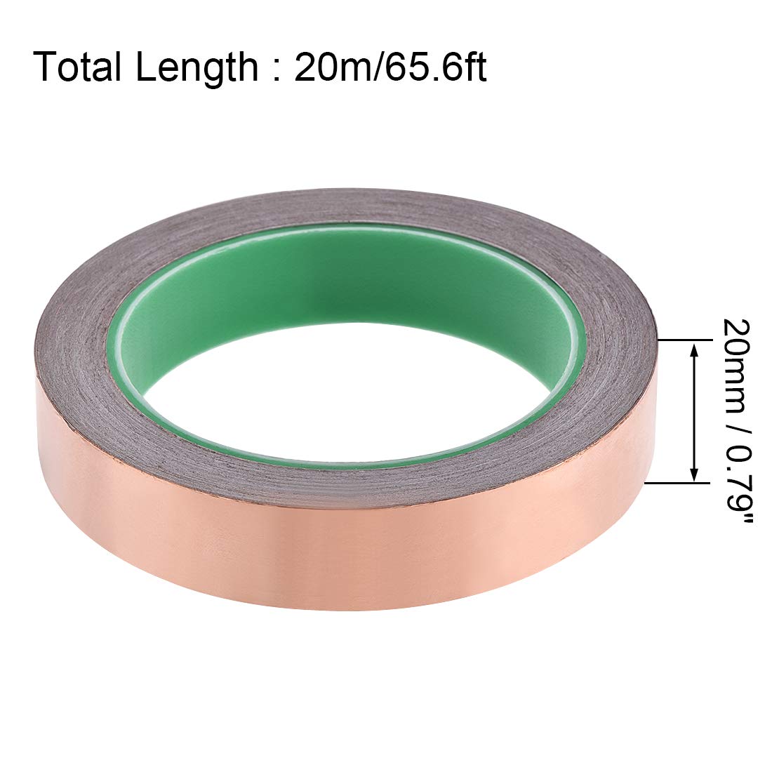 Nastro biadesivo conduttivo, in lamina di rame, 5 mm x 20 m, per schermatura EMI, vetrate, riparazioni elettriche