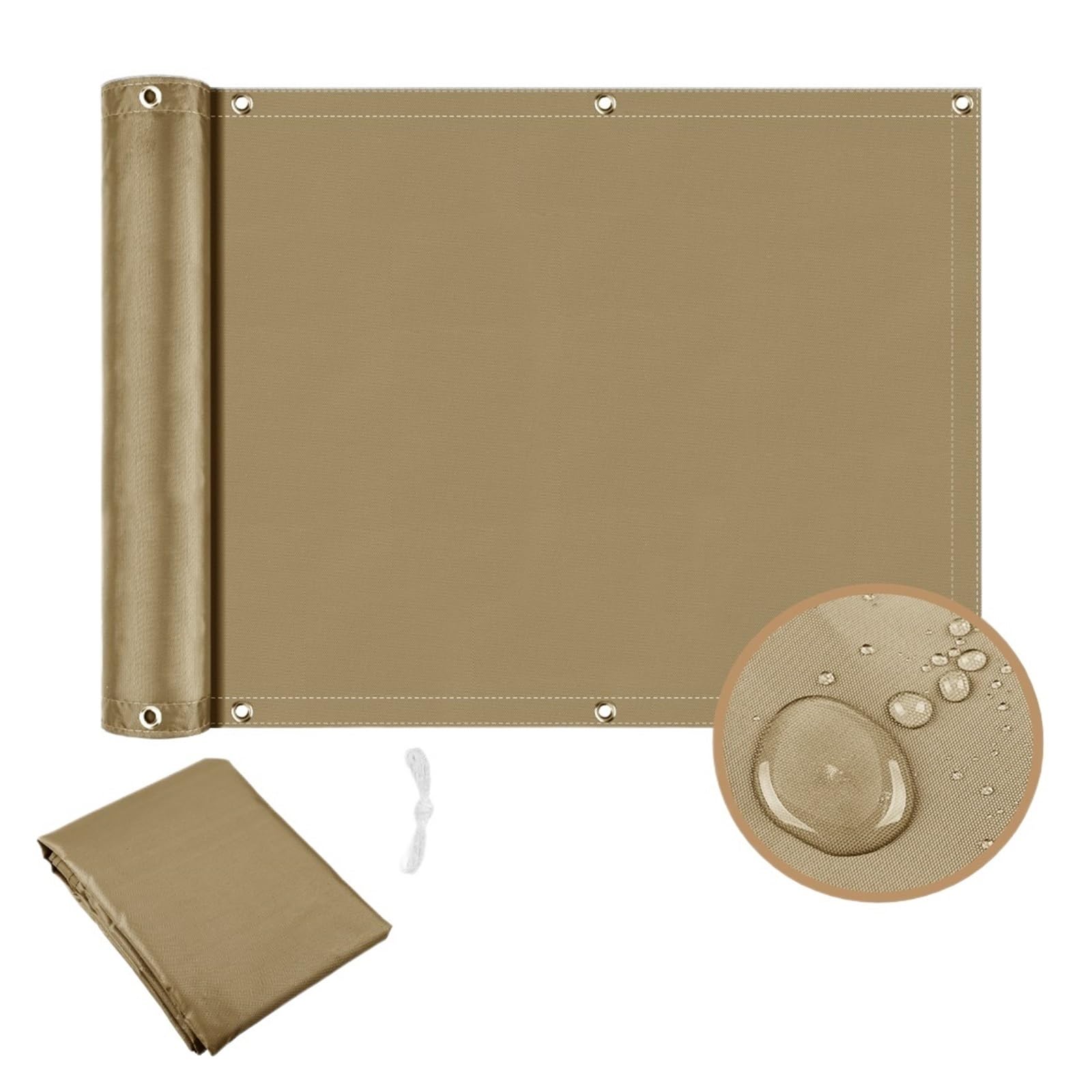 Lovssu Sand Garden Privacy Screen Balcony Privacy Screen Cover Fence Patio Waterproof Shade Cloth 95% Protection Shield Deck Sail Garden Porch Pool Decor(,90X500cm)
