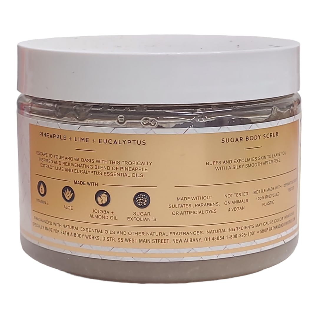 AROMA OASIS-PINEAPPLE LIME EUCALYPTUS Sugar BATH Body Scrub 13 oz