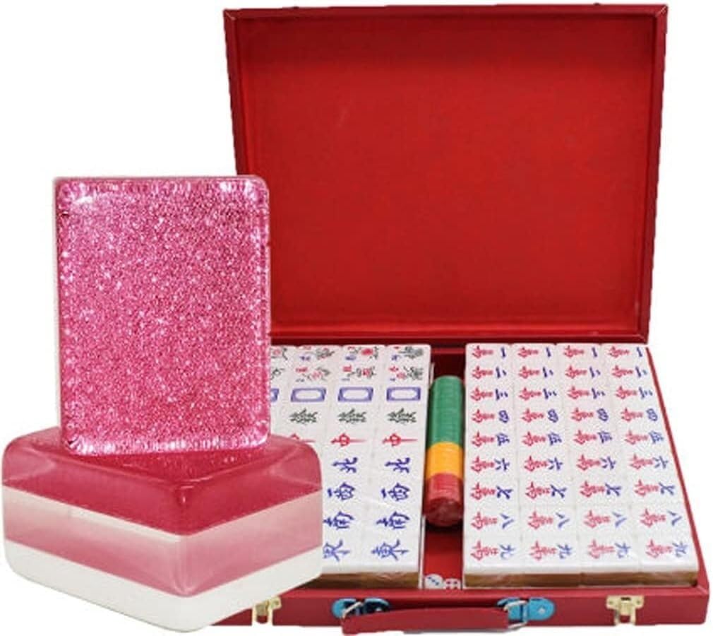 Mahjong Kryształowy Mahjong ze 144 grawerowanymi płytkami i pudełkiem do przechowywania Klasyczny chiński Mahjong