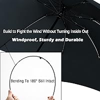 Vista 39 de LANBRELLA Paraguas plegable inverso compacto paraguas de viaje a prueba de viento automático Negro