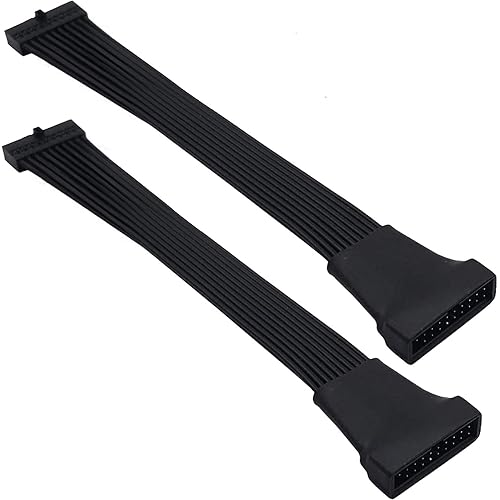 TeamProfitcom Small Mini USB 3.0 19/20 Pin Internal Low Profile Extension Header Adapter Cable for Motherboard 6 inches (2 Pack)
