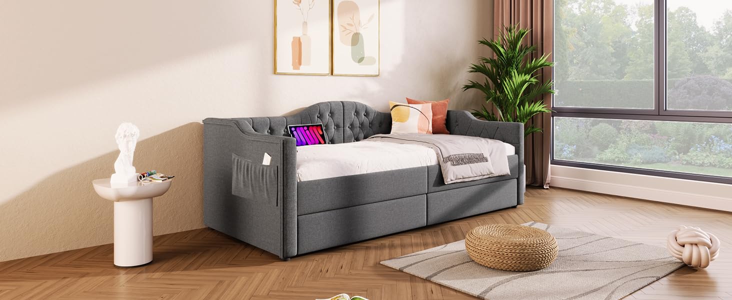 Fasba Diván con Almacenamiento Integrado y Puerto USB, Ideal para Habitaciones pequeñas y familias Modelo FCLYD-AB20424344G
