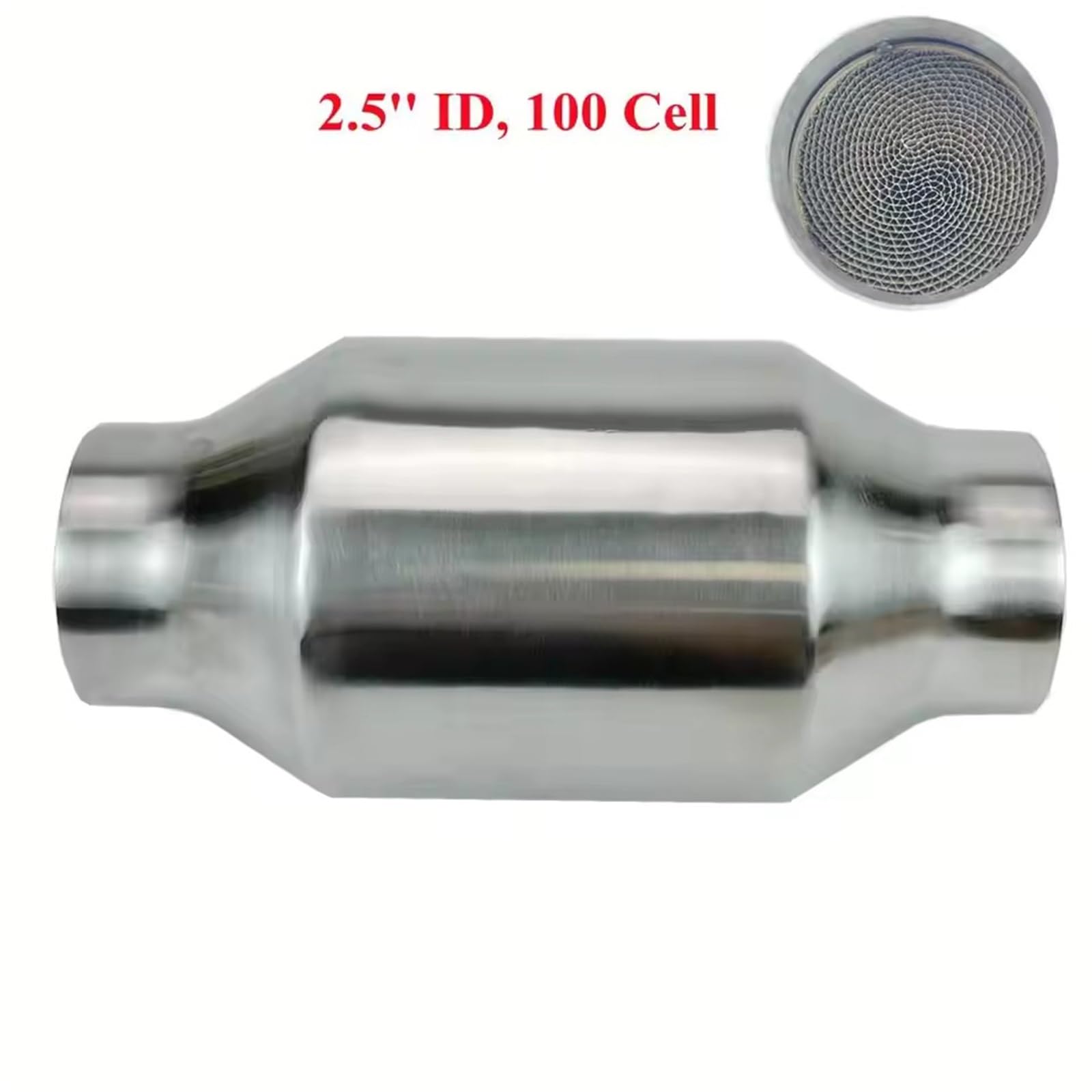 katalizator samochodowy Katalizator wysokoprzepływowy 4" x 8" - podłoże metalowe 200 ogniw/cpsi - wejście/wyjście 2,5"/3" - zgodny z normami EPA i Euro 3 | 2.5 inch 100 cell