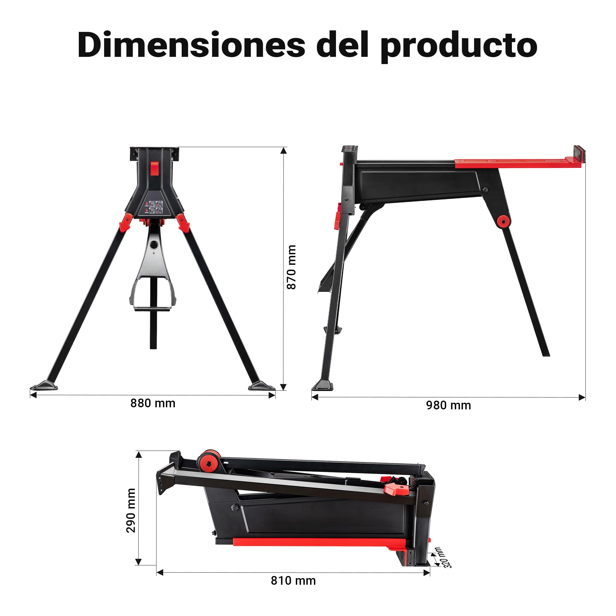 Wiltec Banco de Trabajo con Sistema de sujeción hasta 1000 kg Plegable y portátil Mesa de Trabajo móvil Equipamiento ergonómico Mesa para Taller para talleres, carpinteros, garajes y Bricolaje