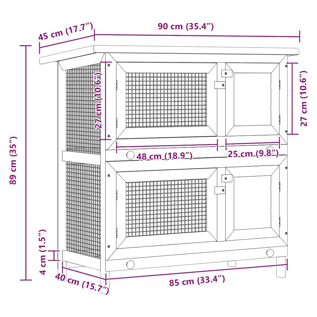 vidaXL - Conejera de Exterior (4 Puertas) Color marrón