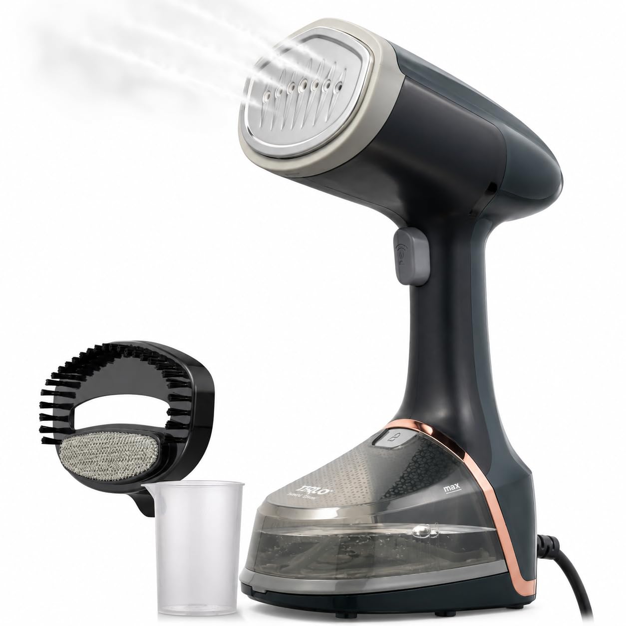 Vertikales Dampfbügeleisen, professionell, 2000 W, tragbar, für Falten, Erwärmung, 30 Sekunden, 260 ml, ergonomisch, für Reisen und Zuhause, kontinuierlicher Dampf, Bürste inklusive Temperaturanzeige
