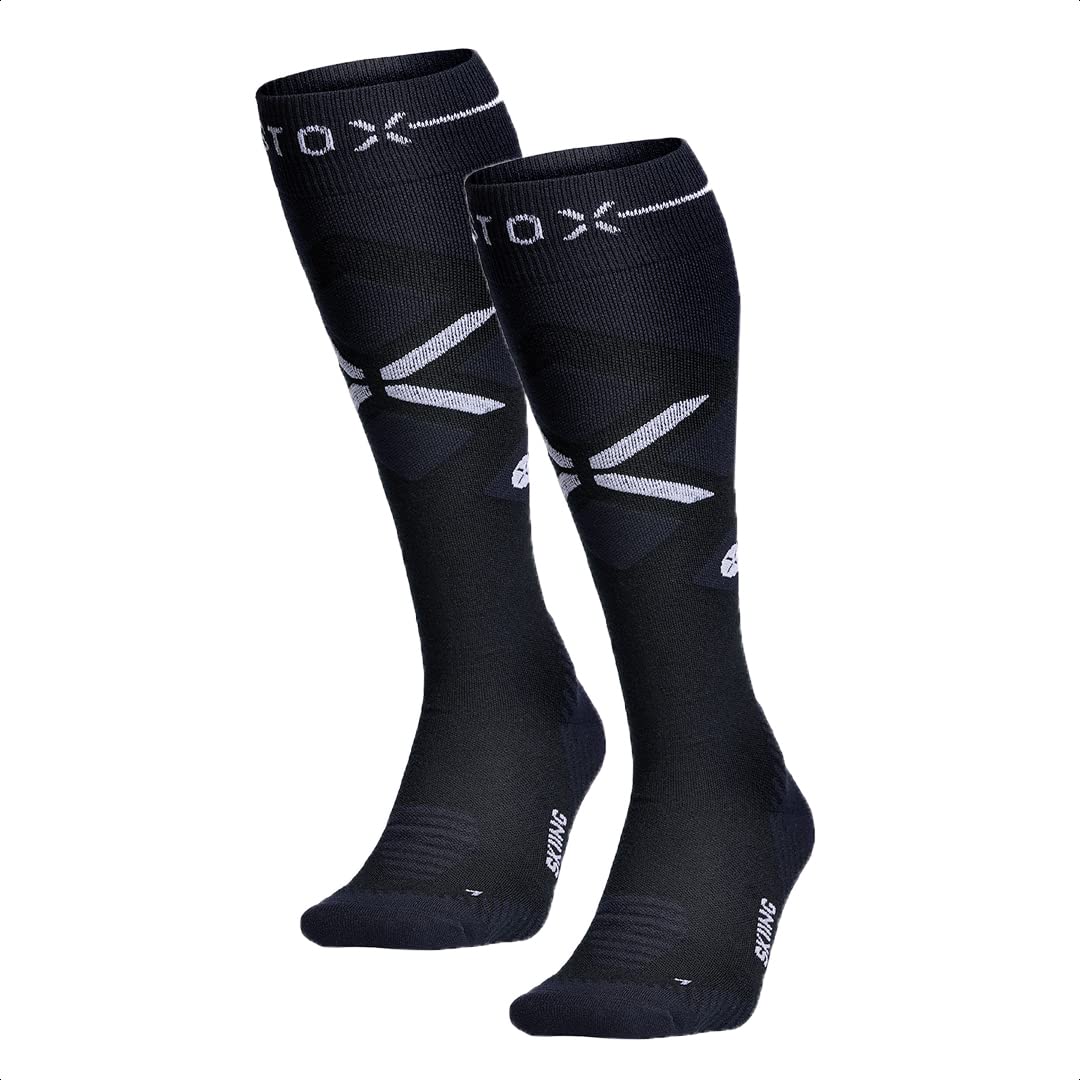 STOX Energy Socks Skisocken Herren, Merino Kompressionsstrümpfe | Ski und Snowboard Thermosocken, Klasse 2 Compression Socks Men, Thermo Socken, Kompressionssocken, Anti-Blasen, Nahtlos
