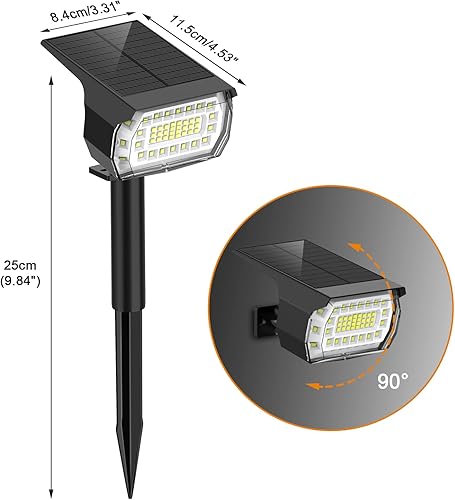 Miniatura 7 de Luces solares para exteriores, 8 unidades57 LED Focos solares de paisaje 2 en 1, 3 modos IP65, impermeables, de atardecer a amanecer, luces de pared