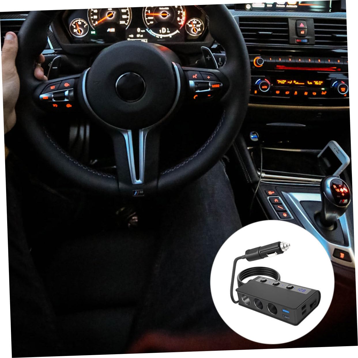 Operitacx Caricatore Auto con Porte USB e Prese Accendisigari Adattatore per Sicura Smartphone e Dispositivi Elettronici Auto