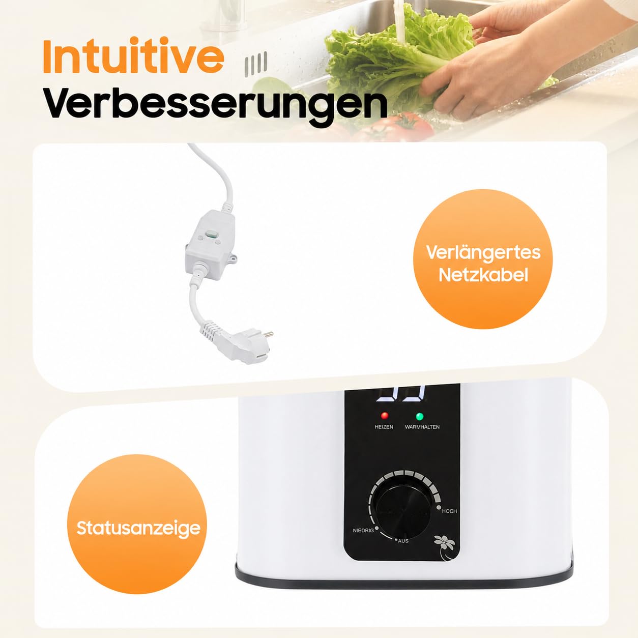 Warmwasserspeicher 8L Untertisch Boiler 1500W Kleiner Druckfester Warmwasserspeicher mit Thermostop-Funktion Untertischboiler 0-65℃ Einstellbarer Temperatur Einstellbar für Küche Bad (8L)