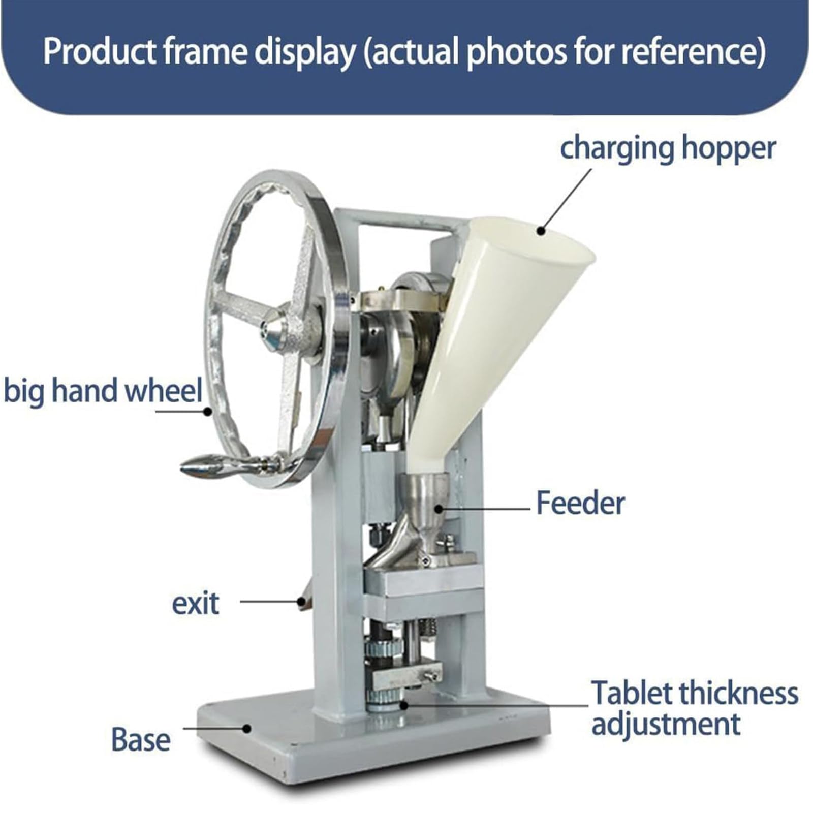 Manuelle Tablettenpresse Maschine, Handkurbel Edelstahl Zuckerscheibe DIY-Herstellungstool für DIY Pulver Tabletten Effizient 2000 Tabletten/H für Labor und Heimgebrauch