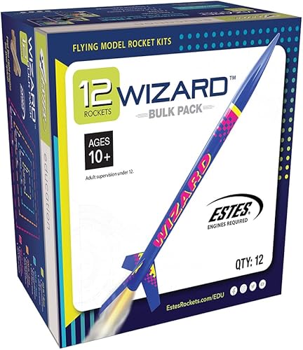Miniatura 10 de Estes - Paquete a granel de cohetes modelo volador mago 1754 (paquete de 12)  Kit de cohete intermedio  Instrucciones paso a paso  Kits de educación
