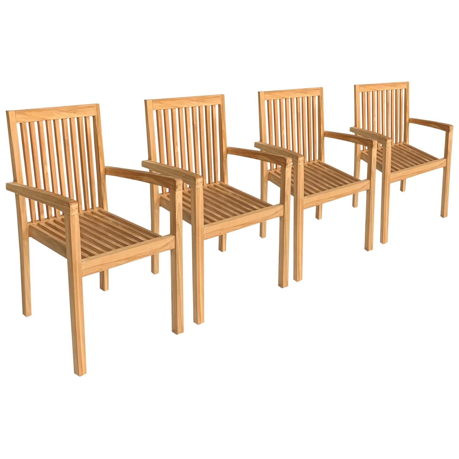 Chaises de jardin Java teck empilables lot de 4 fauteuils repas bois