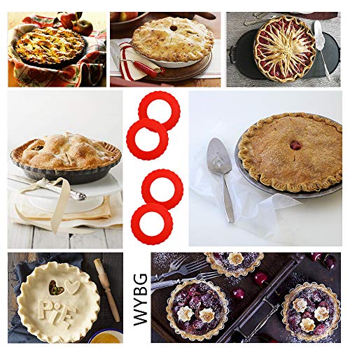 Wybg 4 Pcs Mini Pie Crust Shields, Silicone Pie Pan Shield For Baking, Mini Pie Crust Protector 4 To 6 In (Red) #TOP6