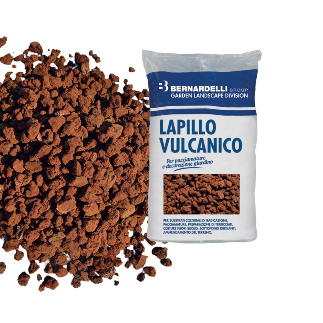 Lapillo Volucanico marrone per aerazione drenaggio e decorazione di arredo esterni, vasi e fiorere - Sacco da 33 lt