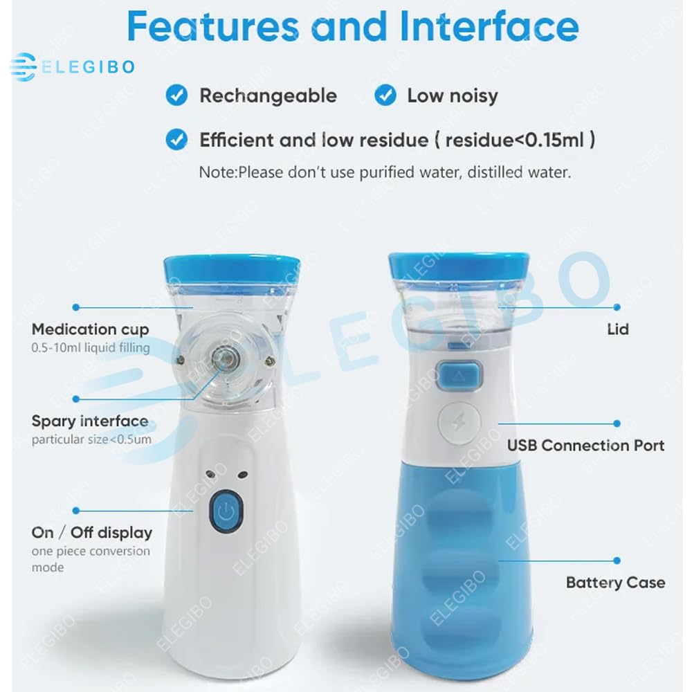 ELEGIBO Portable Nebulizer for Adults and Kids Travel and Household Use, Handheld Mesh nebulizer - Image 8 thumbnail