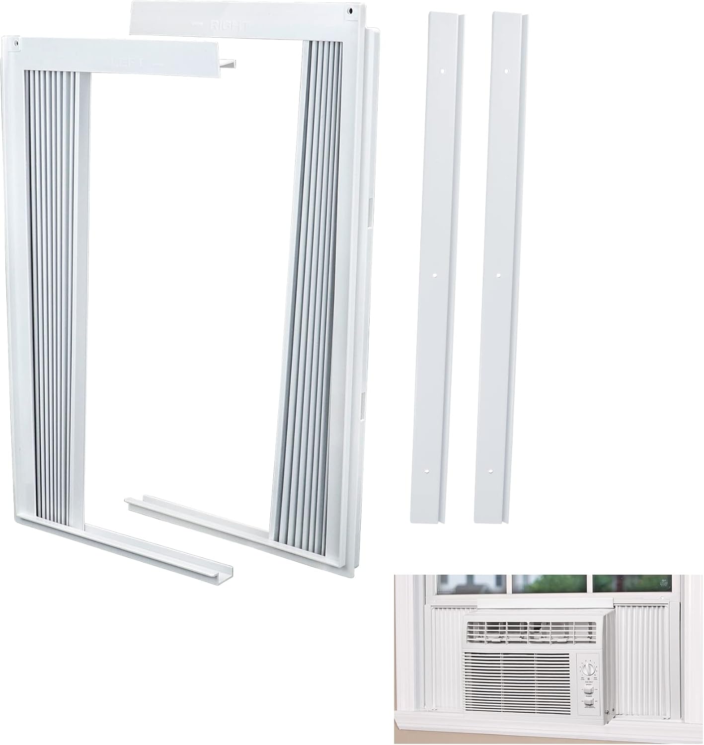 LBG Products Window Air Conditioner Side Panel and Frame Set,AC Accordion Filler Kit,Fits Most 15000BTU Window Air Conditioners