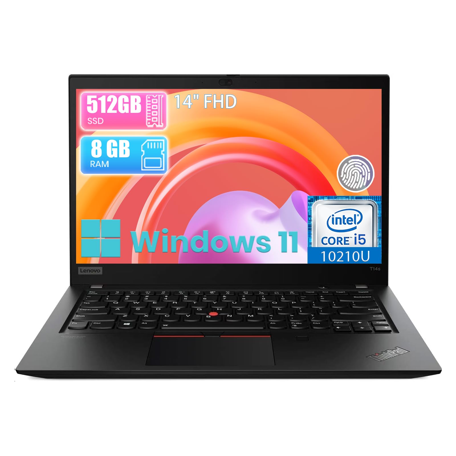 Lenovo Thinkpad T14s Laptop empresarial, Pantalla FHD de 14