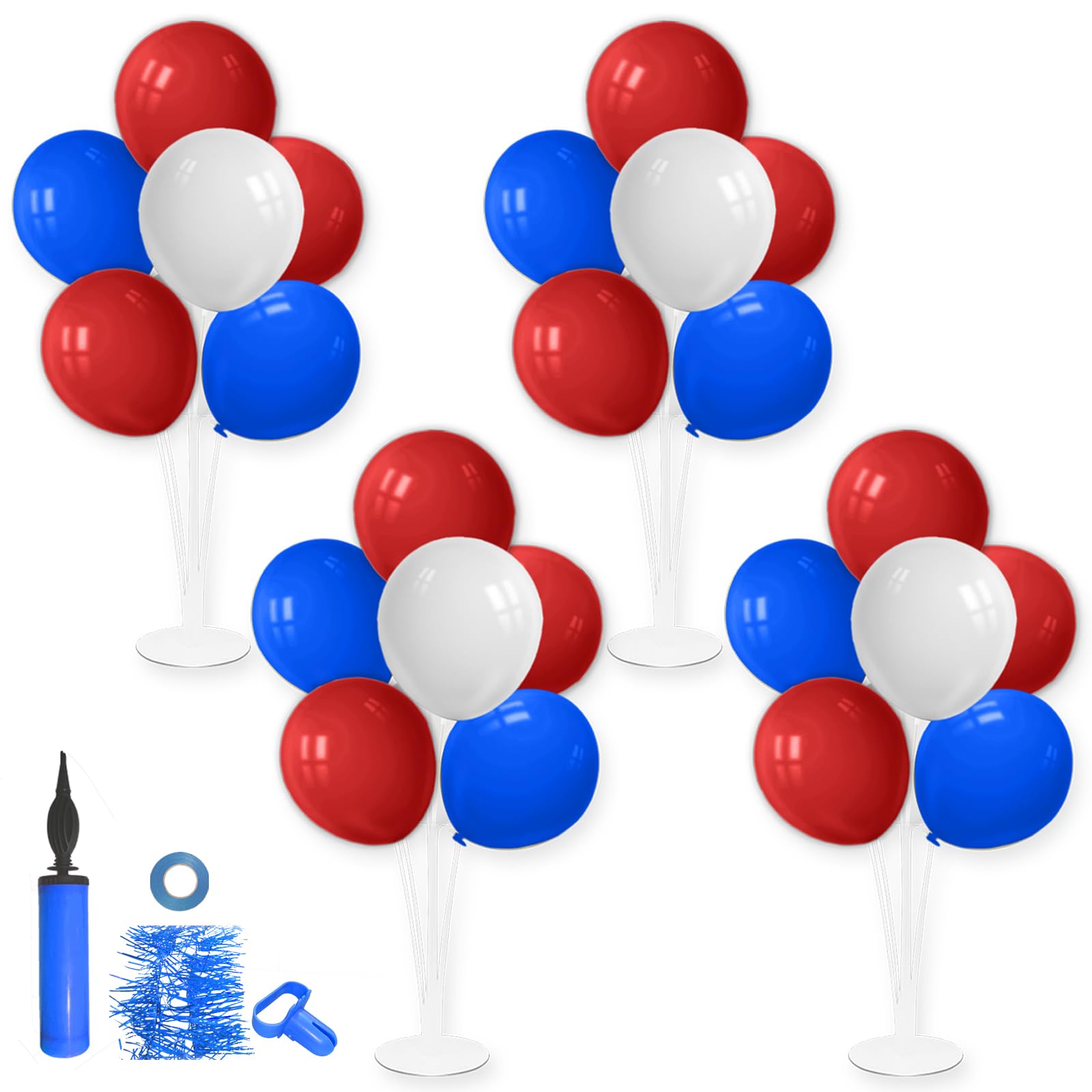 Photo 1 of ZJDHPTY Red White and Blue Balloon Stand Centerpiece Table Decorations for 4th of July Father's Day Graduation Birthday Party Decorations(Red white blue set4)