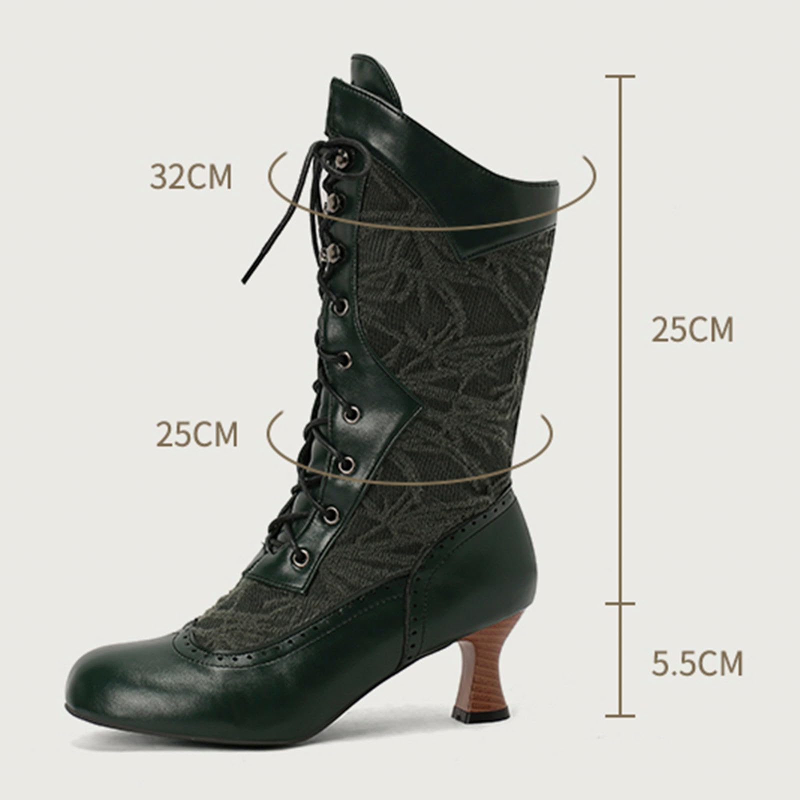 Damen Winterstiefel Schnürung Mittelhoch Modische Stiefeletten mit Absatz | Schnürung, Rundschuh, Blockabsatz, Komfort, mittelhoher Schaft, Spitzenaccessoire, Modisch, Lässige, Atmungsaktiv, Bequem
