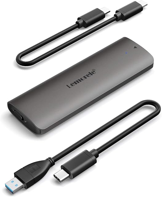 LEMORELE M.2 NVMe SSD Enclosure USB C External PCIe B+M/M-Key SSD Caddy 10Gbp UASP USB 3.1 Gen 2 M2 Reader Aluminum Thunderbolt 3 Case Compatible with Intel 760P, Kingston A1000 Tool-Free