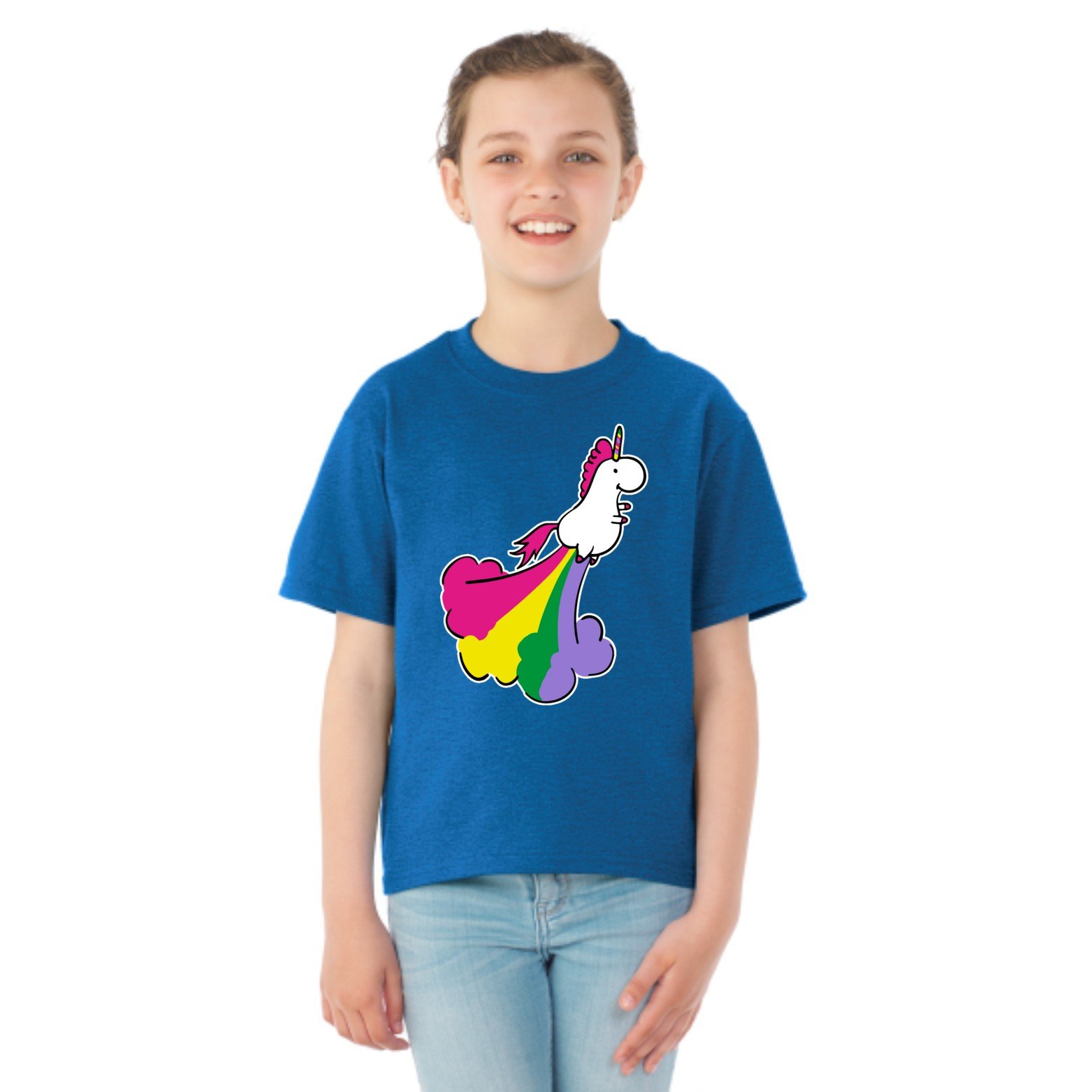 Flying Unicorn Rainbow | Girls Pop Culture Graphic T-Shirt