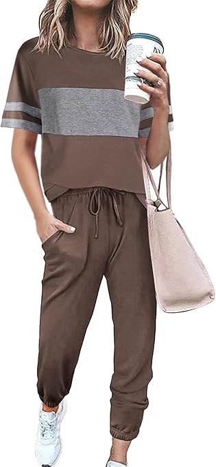 PRETTYGARDEN Women's Two Piece Sets 2025 Summer Spring Jogger Pants Travel Vacation Lounge Outfits Airplane Matching Clothes