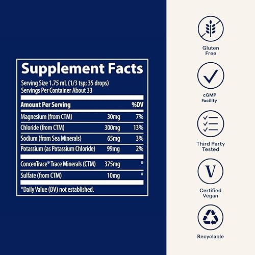 Miniatura 5 de Trace Minerals Research Suplemento líquido de potasio iónico, 2 onzas, 72 minerales iónicos, sin OMG, corazón saludable, función cerebral
