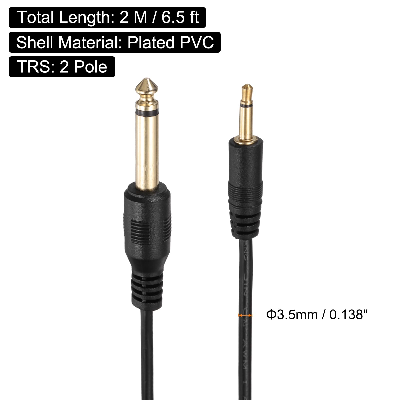 Amazon | uxcell 1/8インチから1/4インチ 3.5mmから6.35mm Auxケーブル
