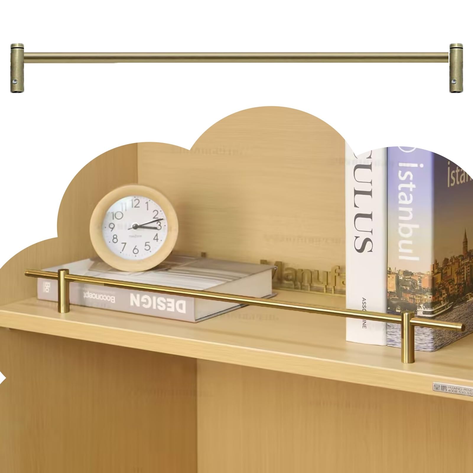Gallery Rail for Shelves Gallery Rails for Shelves Brushed Gold, Decor Tipping Gallery Rails Set with Screws and Spindles, Customizable Tipping Rail Bar Aluminum Alloy(45inch/114.3cm)