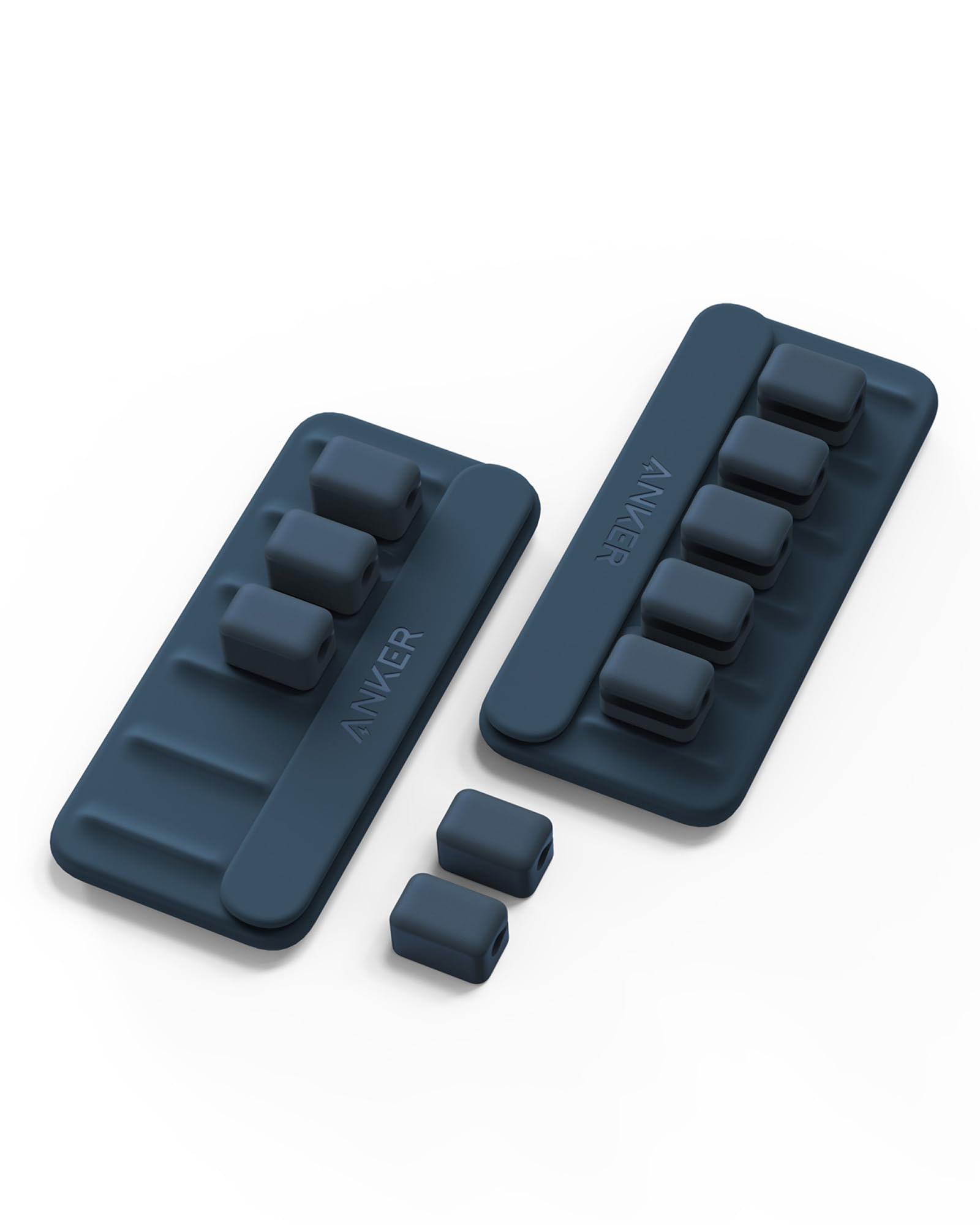 Wielofunkcyjny organizer do kabli Anker – 5 klipsów do kabli Lightning, USB C, Micro i innych kabli – przyczepia się do drewna, marmuru, metalu, szkła (niebieski, zestaw 2 szt.)