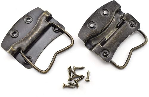 Miniatura 6 de SDTC Tech Paquete de 4 tiradores de caja de madera de bronce antiguo, panel lateral montado para maleta, caja de herramientas, gabinete, joyero