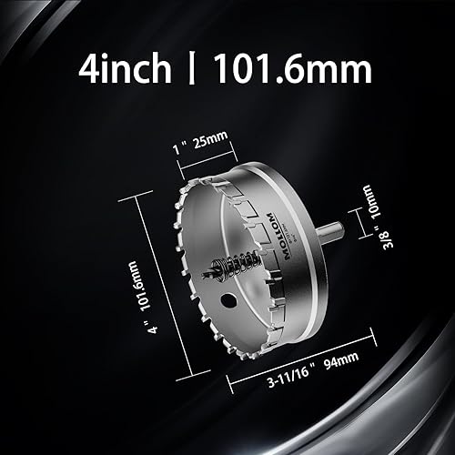 Miniatura 65 de Mollom Sierra perforadora de carburo resistente (2-1/2 pulgadas 2.520 in) con 2 brocas piloto, corte de agujeros de acero inoxidable, acero suave