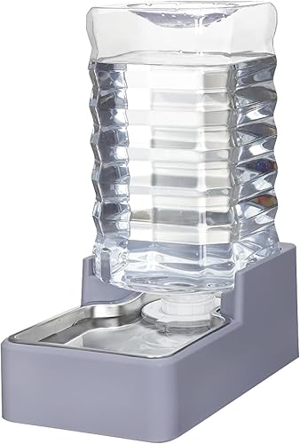 Miniatura 8 de Dispensador de Agua Automático Grande: Tazón de Acero Inoxidable de 8L en Color Gris Claro 100% Libre de BPA con Gravedad para Mascotas