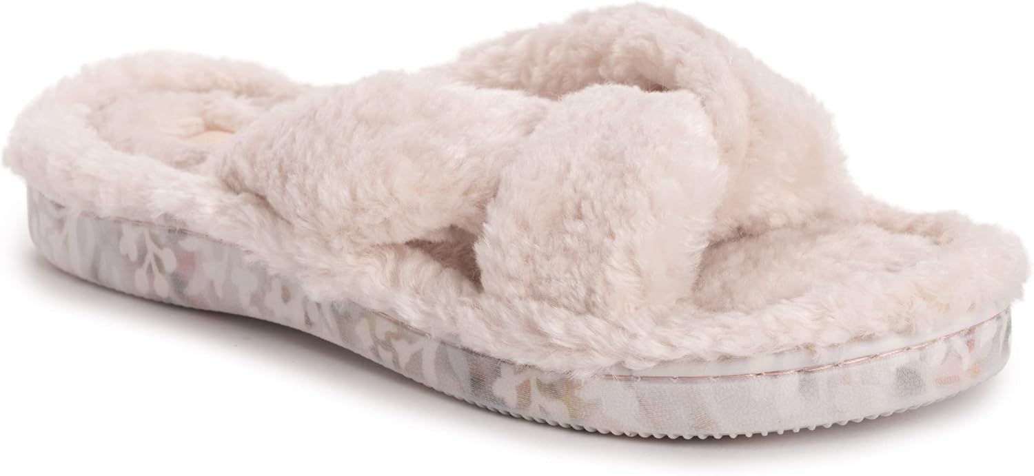 MUK LUKS womens Muk Luks® Women's Lesedi Shearling Slipper, Ivory, Medium US