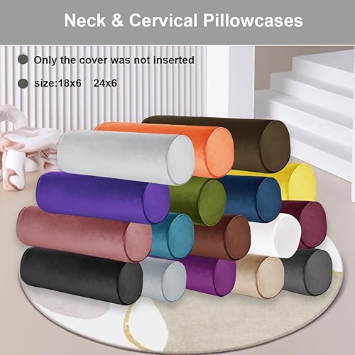 Miniatura 3 de Tinbolunce Fundas de almohada cilíndricas redondas para el cuello con cremallera, fundas de almohada cilíndricas redondas para dormitorio, sala de