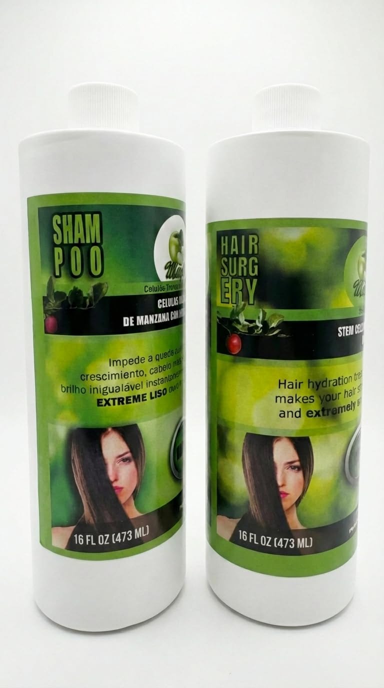 Cirugia Capilar De Celulas Madres De Manzana Con Argan (32 oz + Shampoo) Alisado Perfecto Y natural. (16oz)