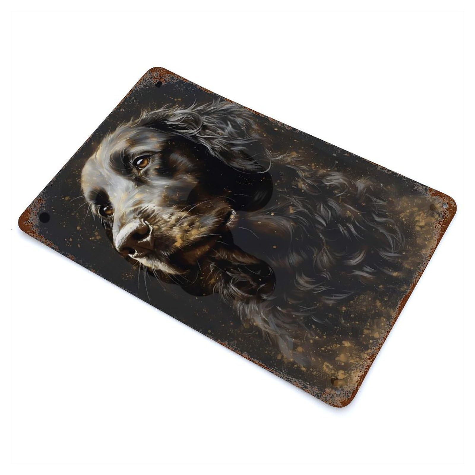 English Springer Spaniel Rust Effect Tin Sign 11.8"x7.9", Ideal for Shed, Workshop And Garage Wall Decor