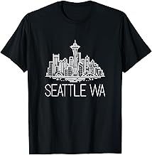 Seattle Washington Downtown City Skyline Sketch Space Needle T-Shirt