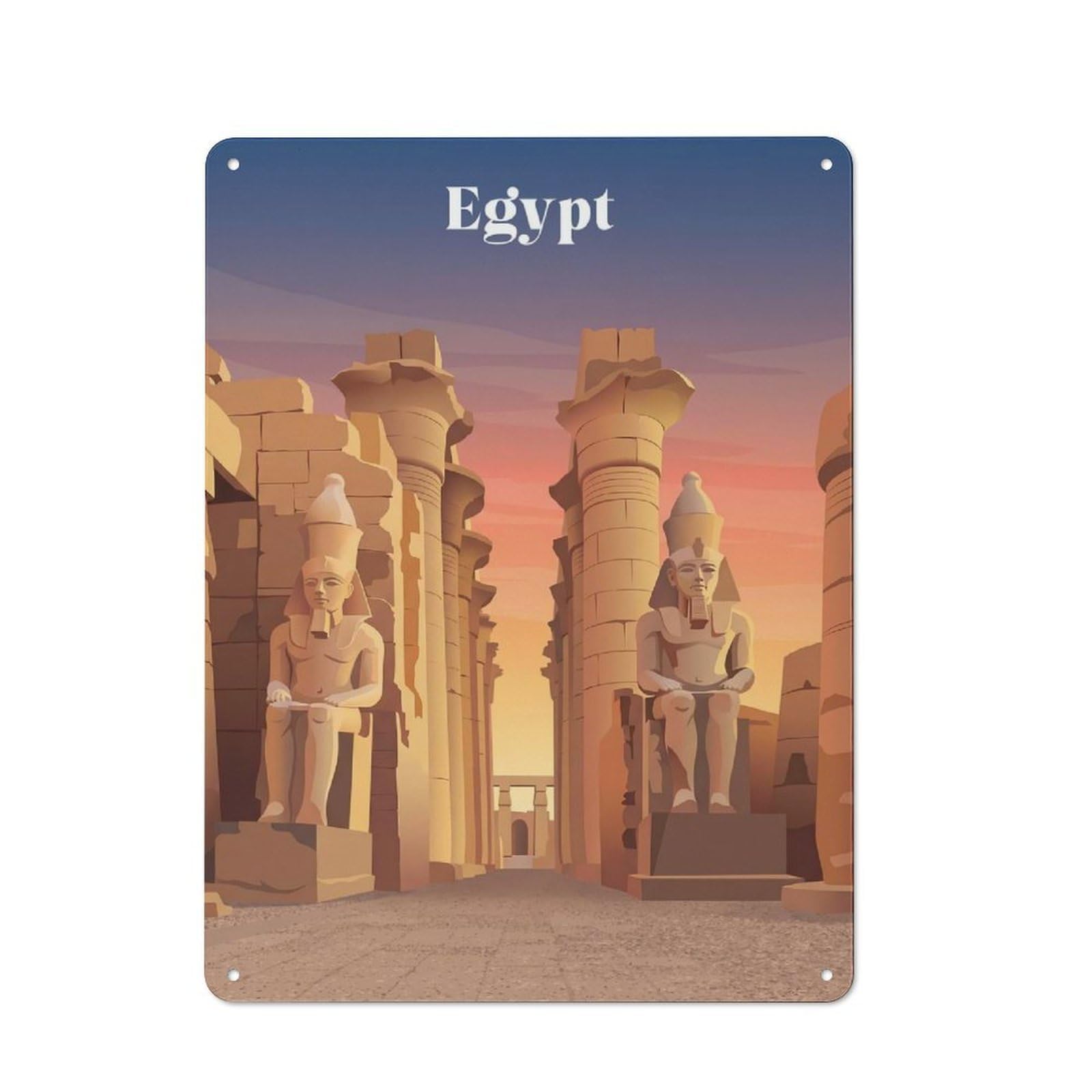 Junmoney Style-22 Ancient Egyptian Temple At Sunset Tin Sign 40X30cm For Home Bar Wall, Vintage Wall Decor, For Garage, Workshop And Man Cave Decoration