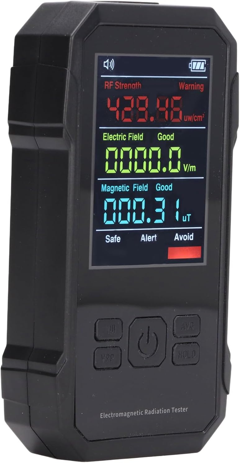 Radiation Monitor, Battery Powered Multifunctional Sound Alert Digital EMF Meter for Office