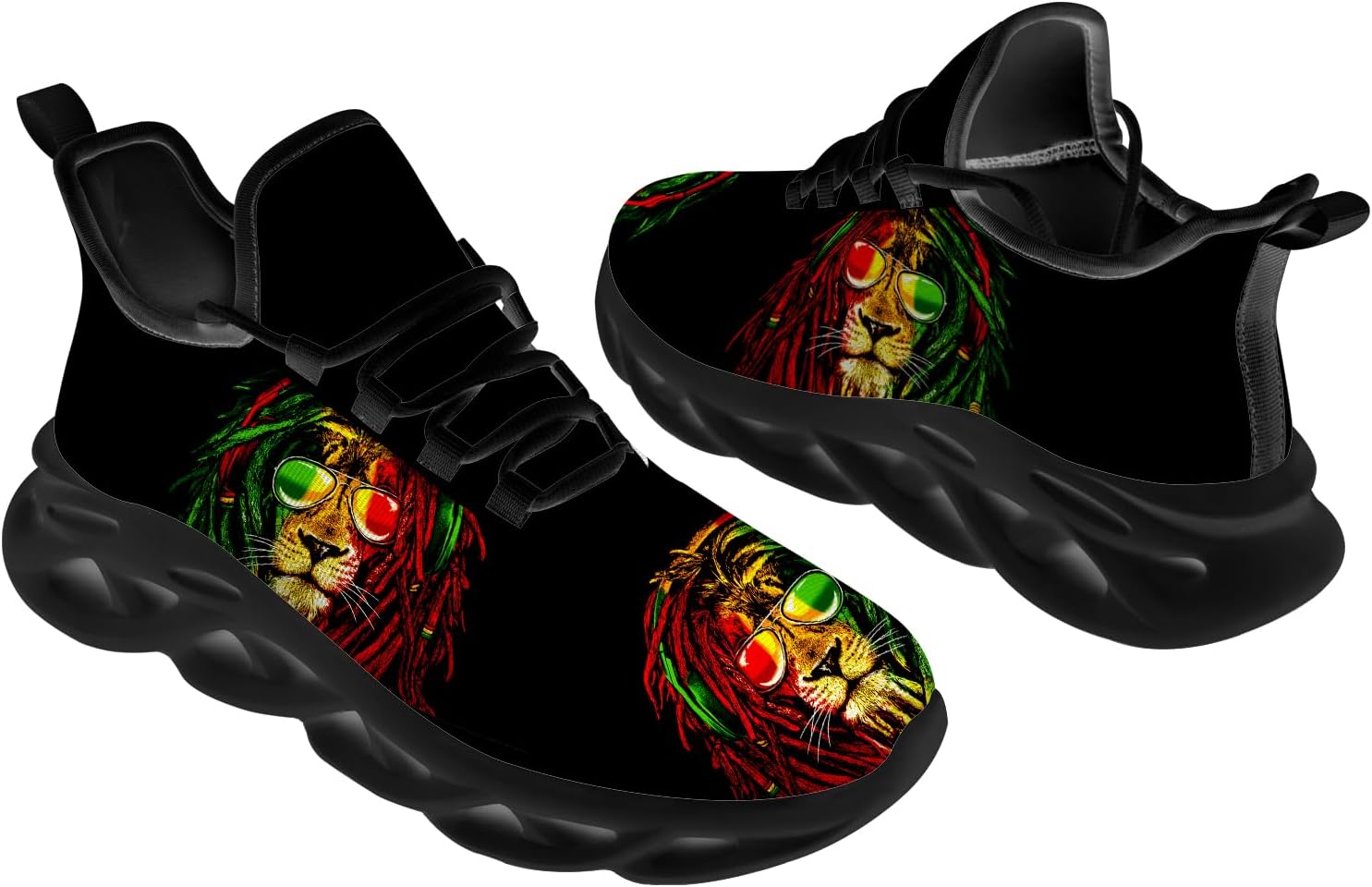 Custom Rasta Sneakers Men Women Running Shoes Add Name Lightweight Walking Tennis Shoes Gifts for Men Women
