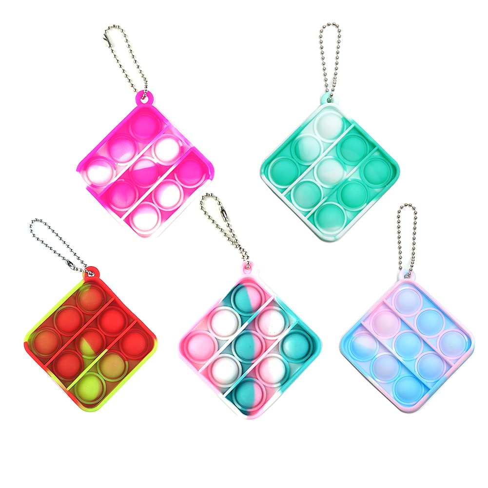 More1 Mini Pop Fidget Toy Push Sensory Bubble Popping Stress Relief Anti-Anxiety Autism Square Simple Dimple Fidget Pop Keychain for Kids and Adults(5 Tiedye), Small