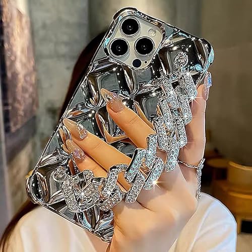 RSAJSJAYSY Suitable for iPhone16Pro Mobile Phone case Luxury Flash Diamond Bracelet 14 Small Fragrance dust-Proof, Anti-Yellow, Anti-Drop, Slim, Non-Slip Bumper (Huawei nova8,Silver)
